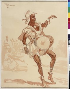 Afrikalı müzisyen (suluboya)