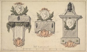 Bir Cenaze Anıtı veya Kitabesi için Üç Tasarım, yaklaşık. 1770-90.
