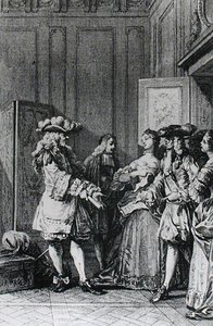 D. Nee tarafından oyulmuş Moliere (1622-73) tarafından LImpromptu de Versailles
