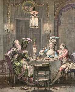 Le akşam yemeği yüzgeci - Moreau Jean Michel tarafından gravür, le Jeune (1741-1814) - Gurme Akşam Yemeği, Isidore Stanislas Helman (1743-1809) tarafından Moreau