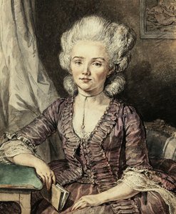 Kitaplı Bir Masanın Yanında Oturan Genç Bir Hanım, 1785 by Jean Michel the Younger Moreau