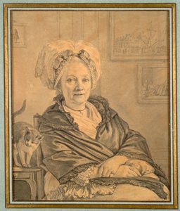 Kedili Oturan Kadın, c. 1776. by Jean Michel the Younger Moreau