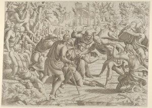 Çobanların Trajan Kampına Getirdiği Hain Sinon, 1535-55. by Jean Mignon