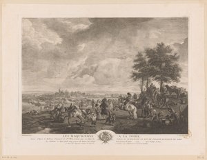 Bir pazarda at tüccarları ile manzara Les Maquignons à la Foire (nesne üzerindeki başlık) Philips Wouwerman