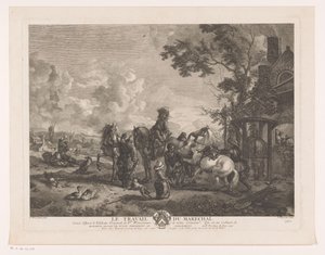 Bir nalbantın binicileri Le Travail du Marechal (nesne üzerindeki başlık) Philips Wouwerman