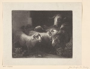 Bir inek ile koyun sürüsü by Jean Onufre Philippe Cretey
