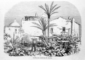 Bastia çevresindeki bahçeler. Laurens tarafından gravür. by Jean Paul Laurens