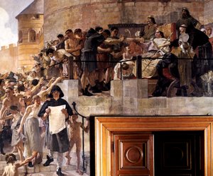 Louis VI Paris vatandaşlarına ilk tüzüklerini veriyor, 12. yüzyıl c1858-1921 by Jean Paul Laurens