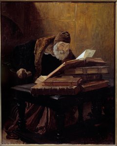 Eski bilim adamı. Jean Paul Laurens (1838-1921) 1889 tarafından tablo. Tuval üzerine yağlı boya. Karartma: 0.60 X 0.48m. Toulouse, Musee Des Augustins - Eski bilim adamı veya Simyacı. Jean Paul Laurens