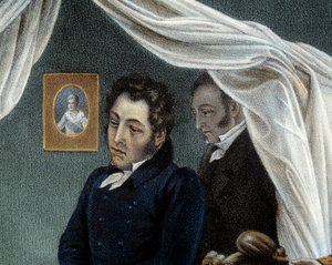 Napolyon'un Ölümü, 05/05/1821 Sainte Helene'de 'Mameluck Ali' olarak bilinen Louis Etienne Saint Denis'i temsil eden detay (1788-1856). Charles Auguste Steuben (1788-1856) Malmaiso'nun resmine dayanan Jean Pierre Marie Jazet (1788-1