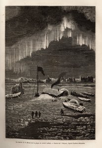 Gemilerinin terk edilmesinden sonra, La Hansa mürettebatı, aurora boreale tarafından aydınlatılan, J.Moynet