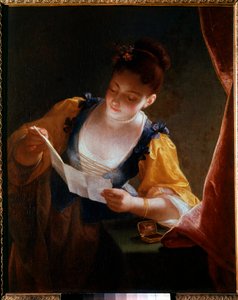 Mektup Okuyan Genç Kadın Jean Raoux (1677-1734) 18. Yüzyıl Güneşi. 0,99x0,81 m