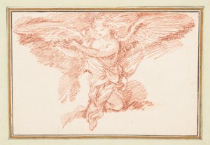 Bir taç tutan diz çökmüş kanatlı figür by Jean Robert Ango