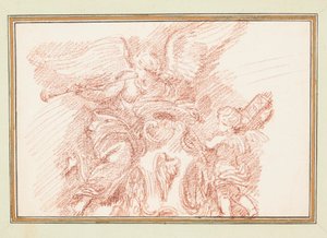 Bir boynuz ve fasces ile putto ile kanatlı figür by Jean Robert Ango