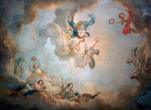 Marie Antoinettes oyun odasının tavanı, Chateau de Fontainebleau, c1763-1811.