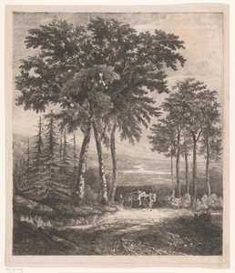 At arabası ile manzara by Jean Théodore Joseph Linnig