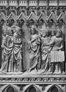 Katedral, iç mekan, koro ekranı, havarilere görünen İsa Mesih, c.1340-51 (çok renkli taş) by Jean and Jean Le Boutellier Ravy