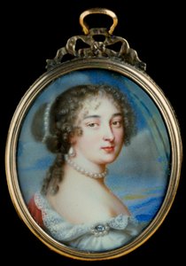 Francoise d'Aubigne'nin portresi, Marquise (Madame) de Maintenon (1635-1719), Louis XIV'in favorisi Jean Petitot le Vieux (1607-1691) 17. yüzyıl. Güneş 0.03x0.03m