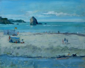 Thurlestone Kayası, Devon. tuval üzerine yağlıboya , 2016 by Jennifer Wright