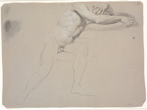 Oturan, baş ve kollar yastıklarla desteklenen model; çizilmiş değil bitmiş by Jens Juel
