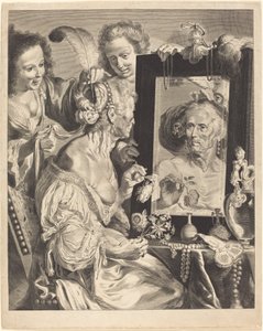 Tuvalet Masasında Yaşlı Bir Kadın by Jeremias Falck after Johann Liss after Bernardo Strozzi