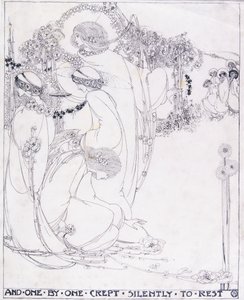 Ve Birer Birer Dinlenmek İçin Sessizce Süründü, c.1902-3 (parşömen üzerine kalem ve siyah mürekkep)