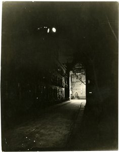 Patchin Place at night, Greenwich Village, New York, USA, c.1905-20 (gelatin silver photo) by Jessie Tarbox Beals