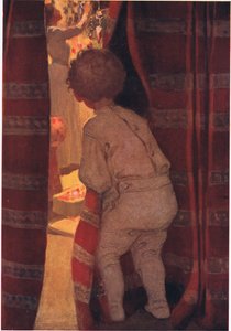 Salona bir göz atmak için aşağı indi (renkli taş) by Jessie Willcox Smith