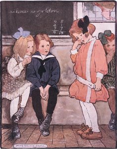 Platformdan indi, hala cesurca gözyaşlarını boğdu (renkli taş) by Jessie Willcox Smith
