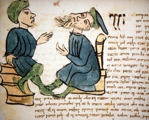 Yahudilik: Bir hahamın öğreniminin temsili. 15. yüzyıl el yazması. Biblioteca Palatina, Parma by Jewish School