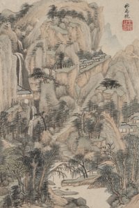 Çeşitli Eski Ustaların Tarzında Manzara: Ma Wan Tarzında, 1669 (kağıt üzerinde mürekkep ve renk)