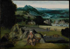 Mısır'a Uçuşun Geri Kalanı (Mucizevi Buğday Tarlası) c.1518-24 (panelde yağ) by Joachim (workshop of) Patinir