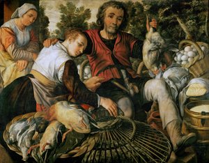 Erken Hollanda Sanatı: Scene de Marche - Beuckelaer, Joachim (yaklaşık 1533-1574) için pazar sahnesi by Joachim Beuckelaer