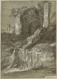 Harabeleri Olan Bir Şelale (verso)