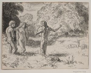 Adem ve Havva yılan tarafından cezbedilir by Joakim Frederik Skovgaard