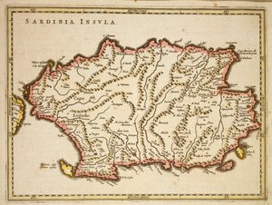 Joan Blaeu tarafından hazırlanan Sardunya bölgesi haritası by Joan Blaeu