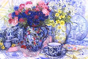 Antika Sürahili ve Desenli Kumaşlı Peygamber Çiçeği, 2012 by Joan Thewsey