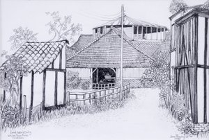 Lord Astors Mandıra, White Place Çiftliği, Cookham 2012, kalem by Joan Thewsey