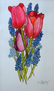 Laleler, Muscari ve Unutma beni, 2002, by Joan Thewsey