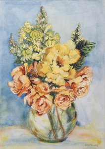 Sarı Güller ve Antirrhinumlar, 2001, (el yapımı kağıt üzerine wc) by Joan Thewsey