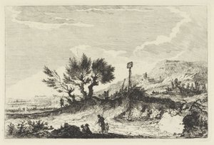 Yürüyüşçüler ile dağlık manzara by Joannes Bemme