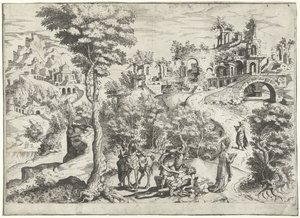İyi Samiriyeli ile Manzara by Joannes van Doetechum (I) (attributed to)