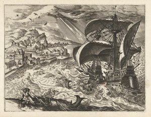 Jonah ve Balina ile deniz manzarası Manzaralar, deniz manzaraları ve yaratıcı şehir manzaraları (dizi adı)