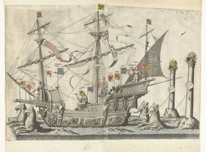 Het schip Victoria, nr. 5 Begrafenisoptocht van keizer Karel V, 1558 (seri başlığı) Brüksel Şehrinde Kutlanan, çok büyük ve çok muzaffer İmparator Charles Beşinci