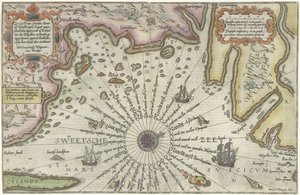 Kalmar ve Stockholm arasındaki İsveç kıyılarının haritası Sea Custe van Sweeden, Westerwijck ve Stockholm tgatt hakkında (...) (nesnedeki başlık)
