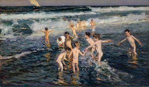 Banyo yapan çocuklar, 1899. by Joaquin Sorolla y Bastida