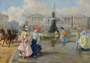 Place de la Concorde, 1872 dolayları (tuval üzerine yağlı boya) by Joaquín Pallarés Allustante