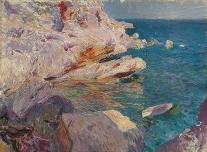 Jávea beyaz kayıkla sallanıyor. 1905 by Joaquín Sorolla