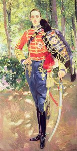Hussars üniforması giyen Kral Alfonso XIII (1886-1941) portresi