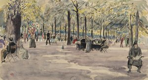 Tuileries Bahçeleri, Paris, c.1925 (kağıt üzerinde mürekkep ve tuvalet)
